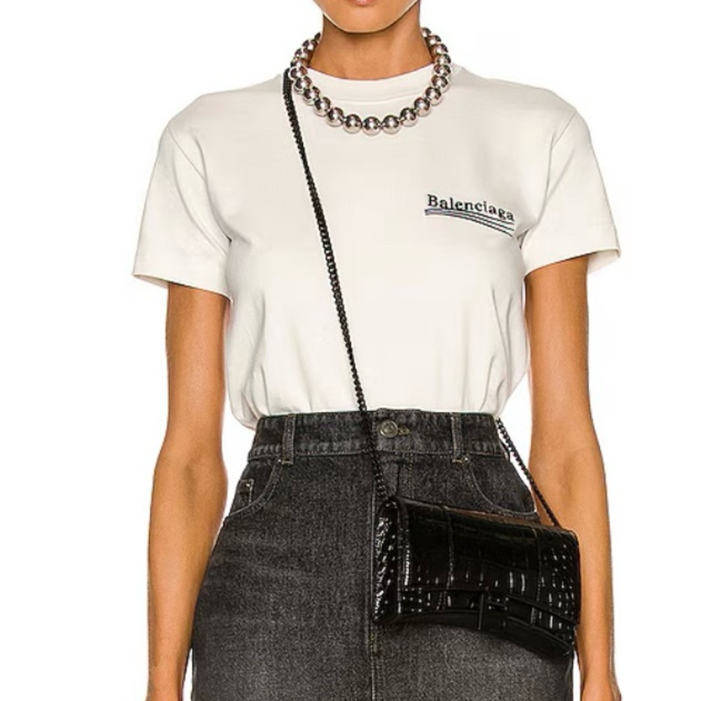 Balenciaga Black Croc-Embossed Crossbody Bag - Picture 5 of 7